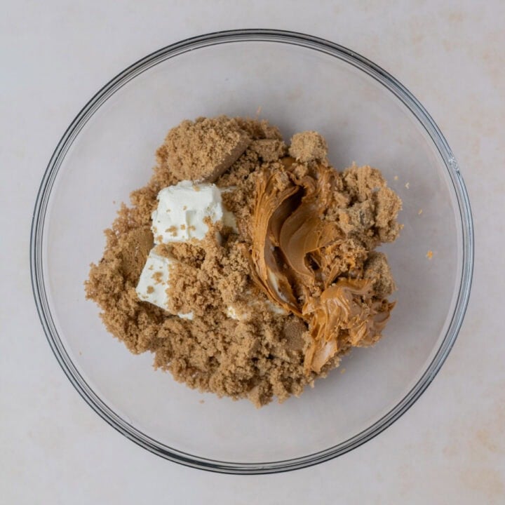 Combine cream cheese, biscoff spread and dark brown sugar and beat until combined