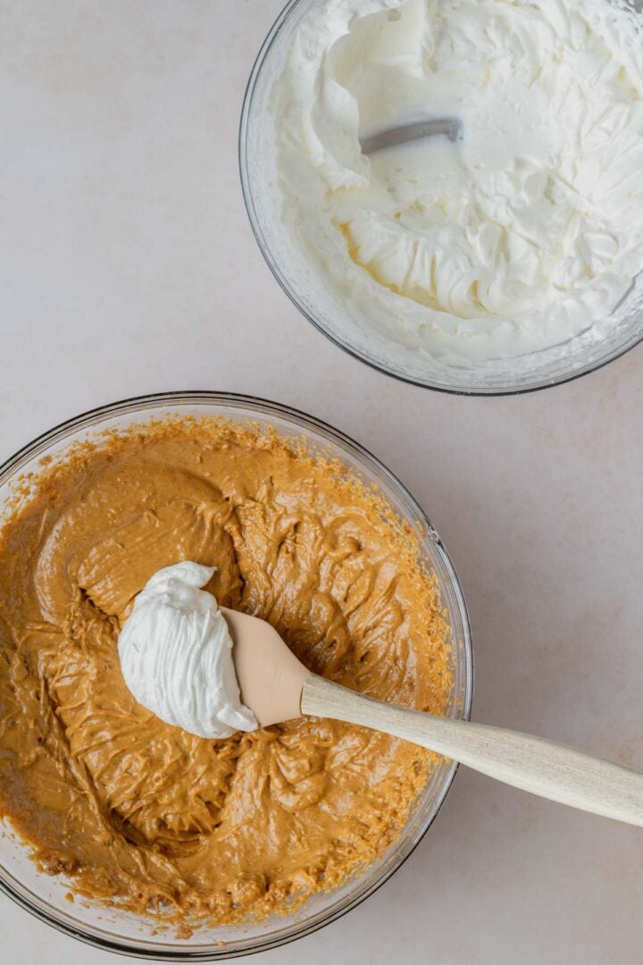 fold in the whipped cream slowly