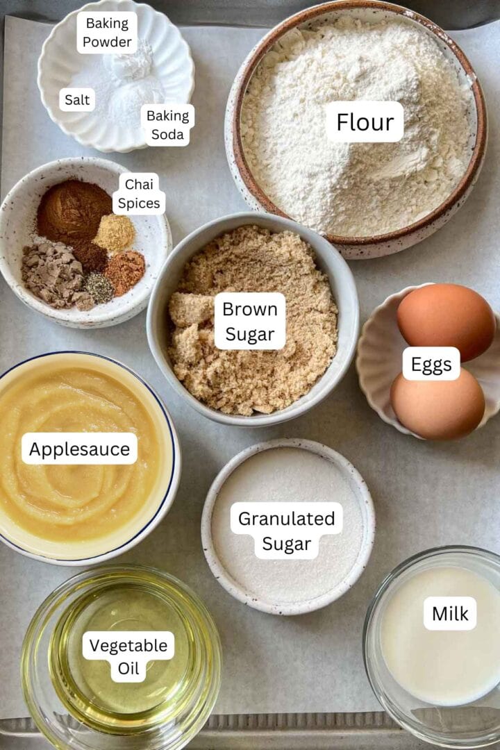 ingredients for chai cake