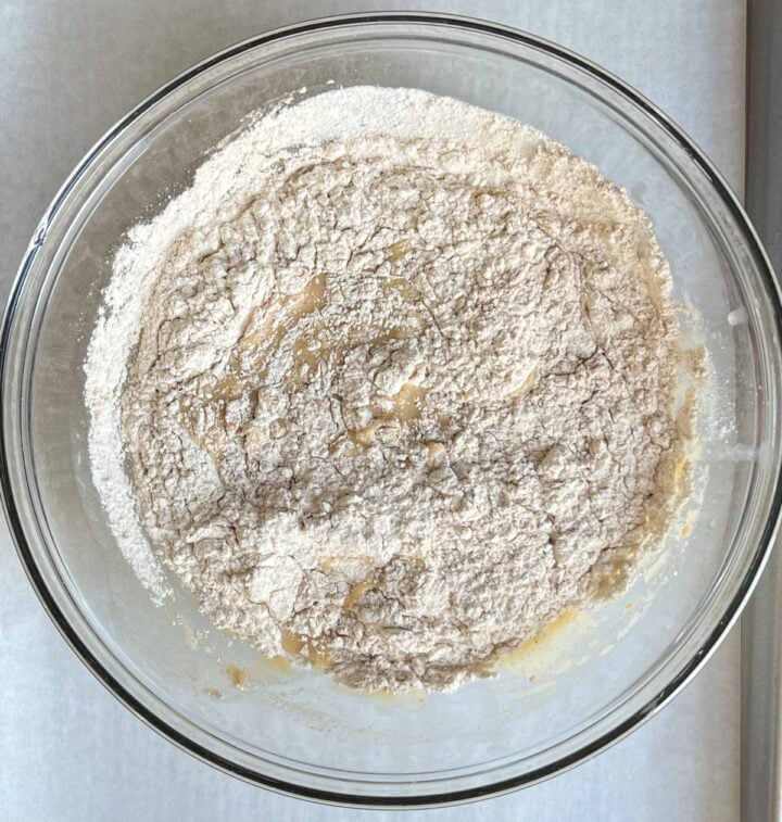 add the chai cake dry ingredients to the wet