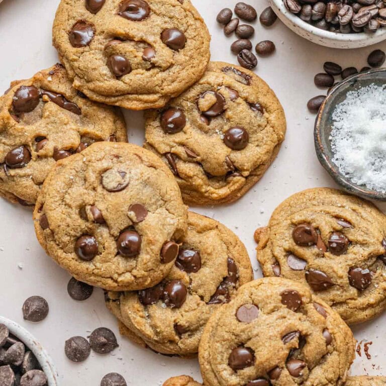 Chocolate Chip Espresso Cookies made with instant espresso powder and brown butter