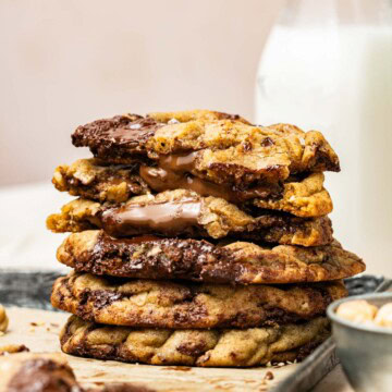 stack of hazelnut chocolate stuffed cookies