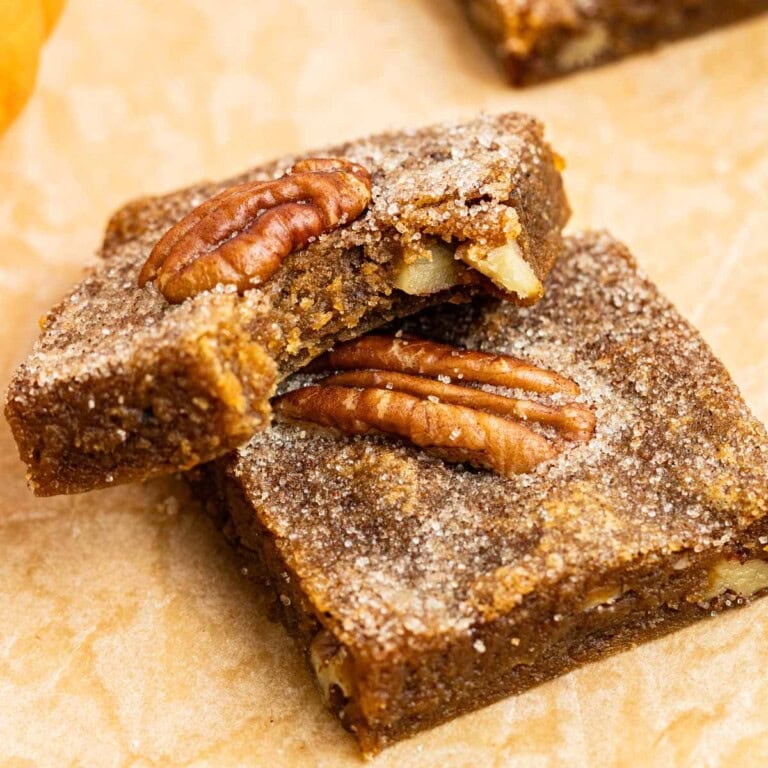 fudgy and chewy pumpkin blondies with brown butter