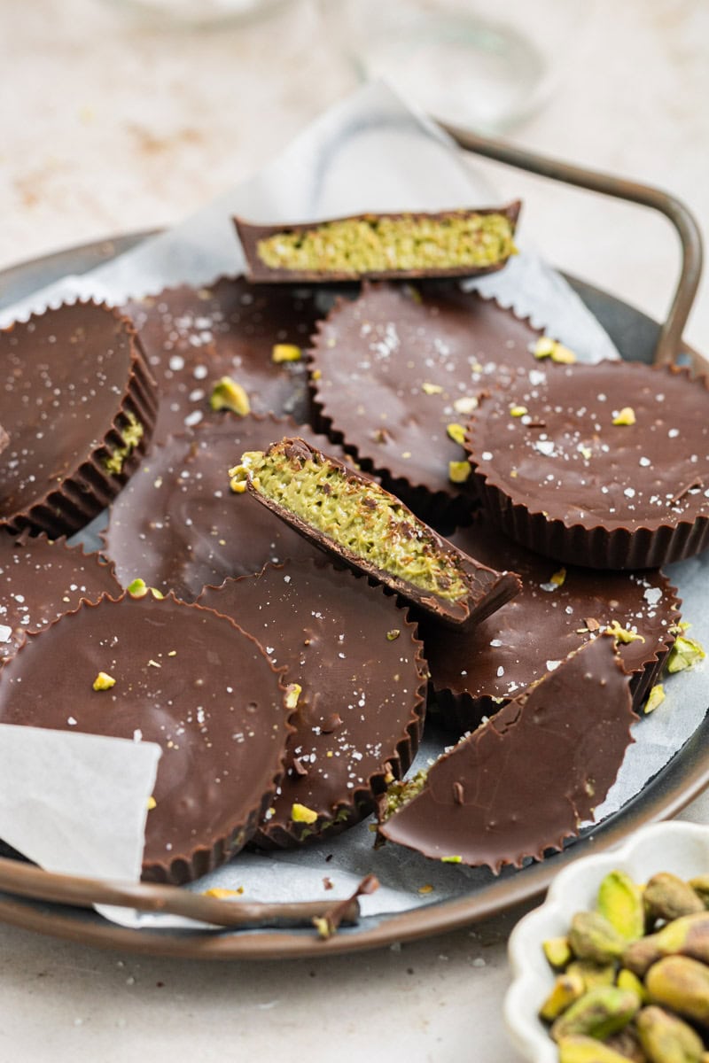 platter filled with viral dubai chocolate bars