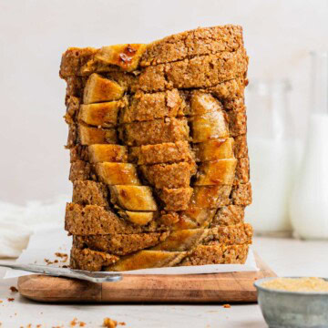 caramelized banana bread stack