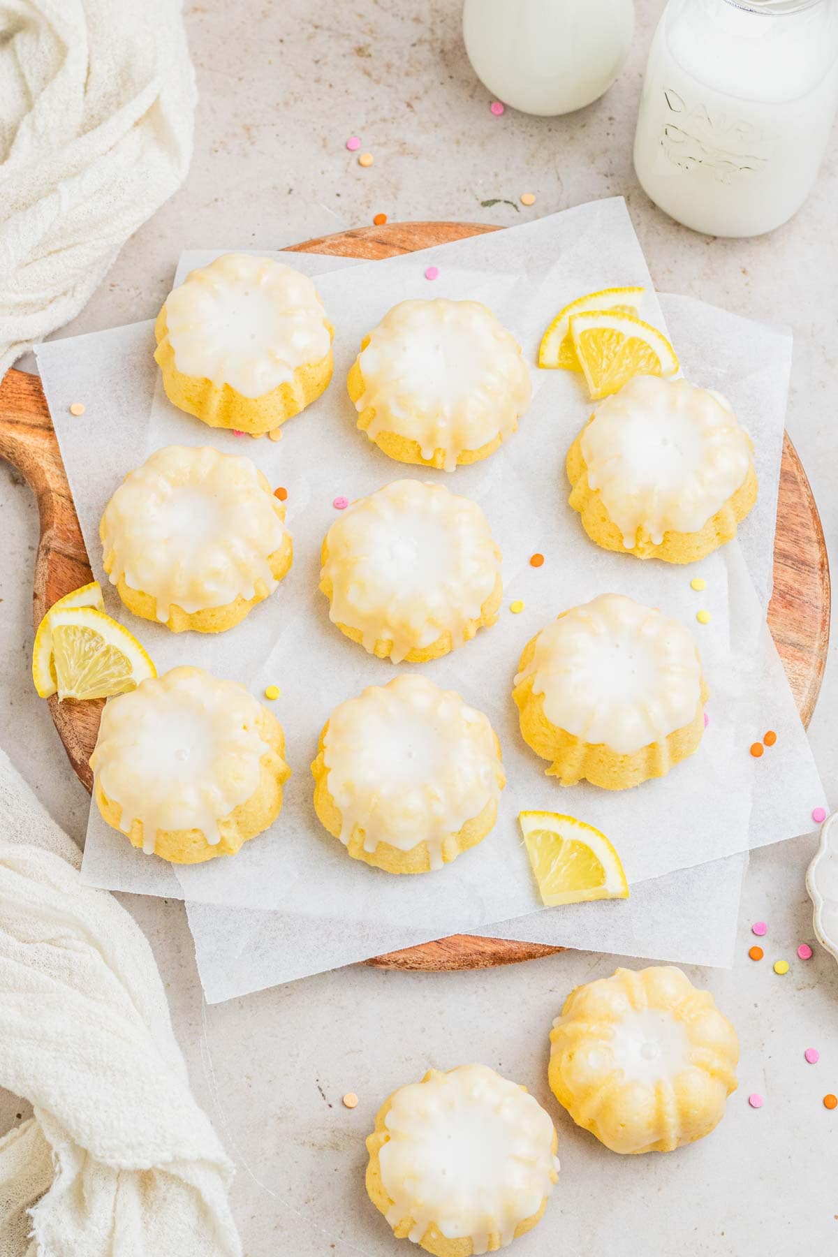 mini bundt cakes on a serving board