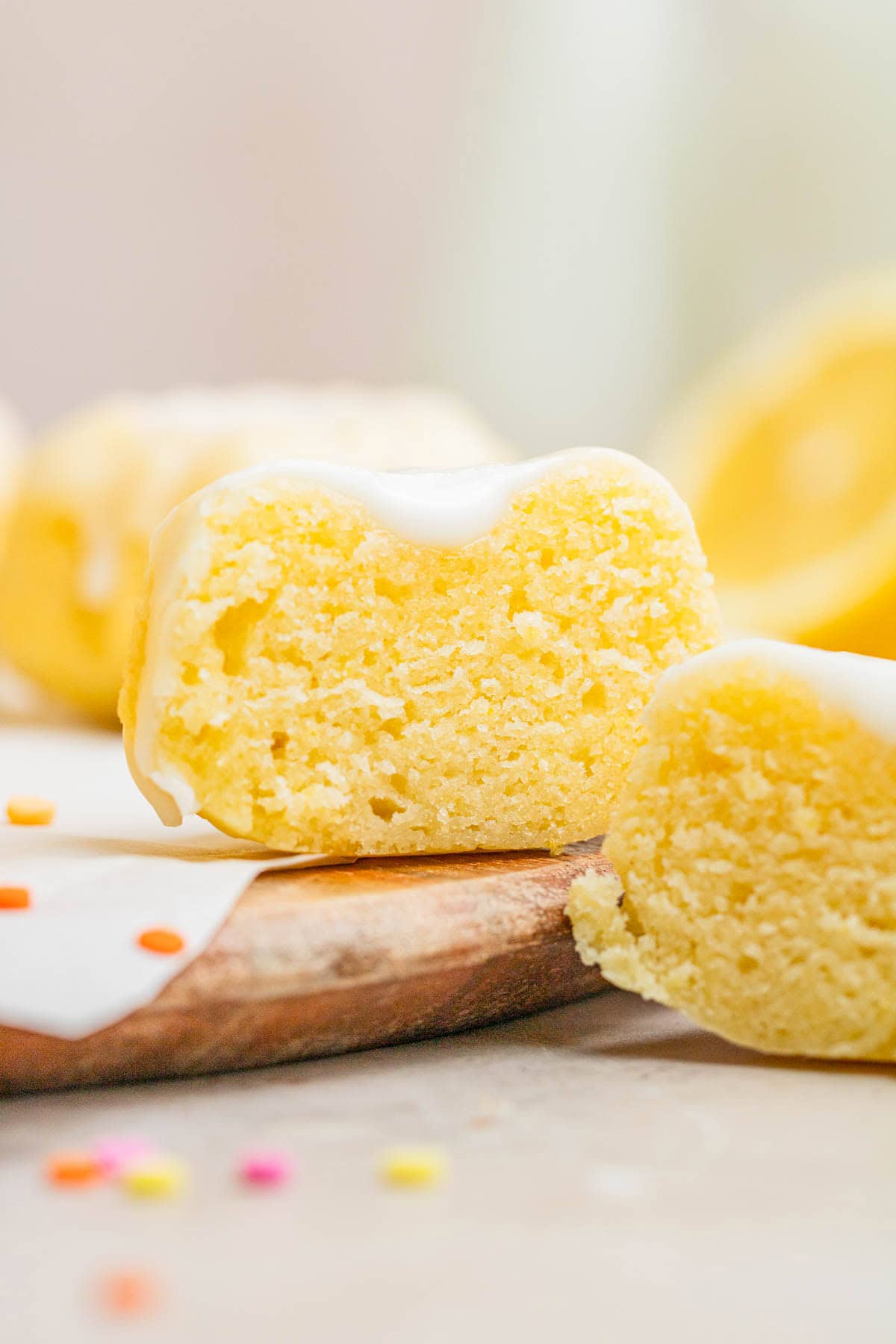 cross section of mini lemon bundt cakes