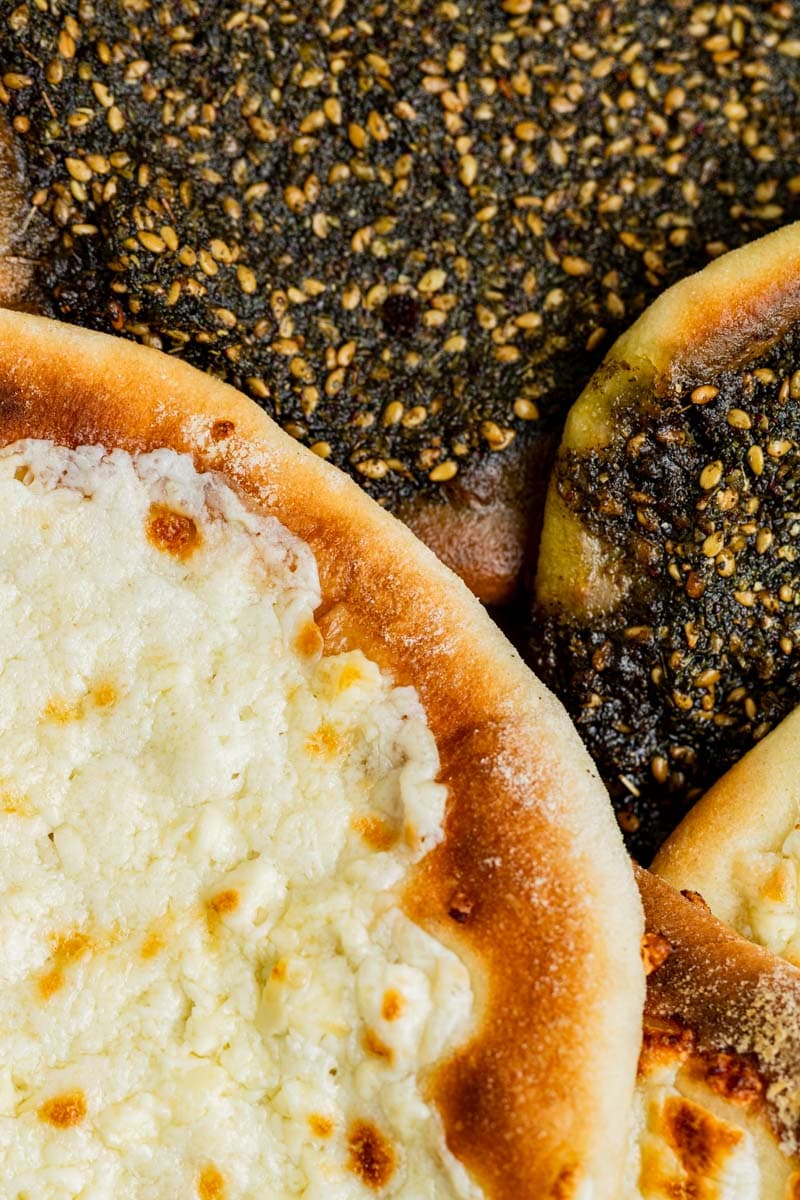 close up of manakeesh on a plate