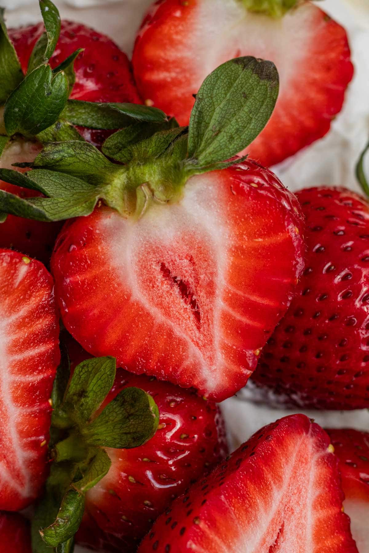 strawberries cut in half