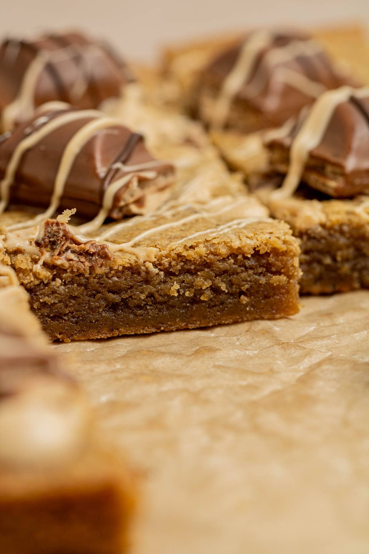 cross section of hazelnut blondies