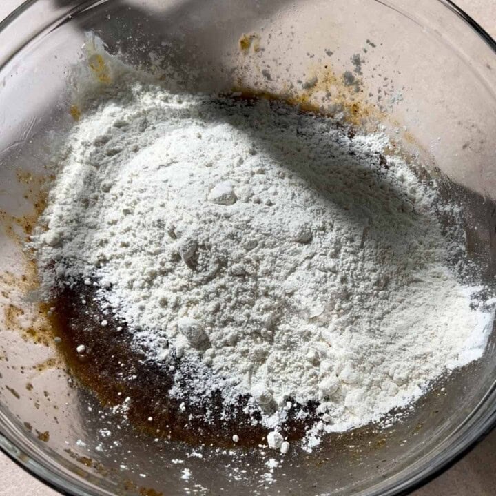 Adding flour and salt to the batter