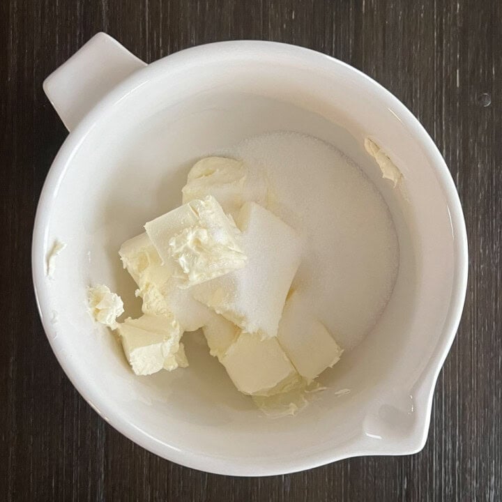 cream cheese and sugar for cheesecake