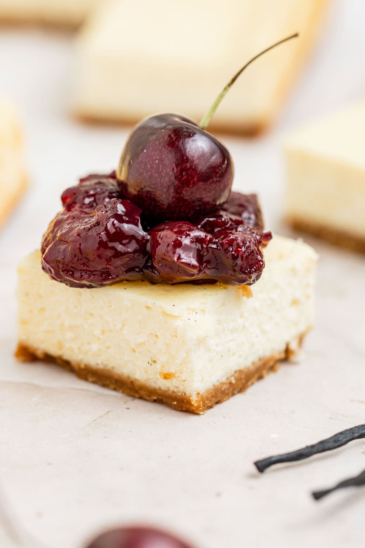 cherry compote on cheesecake