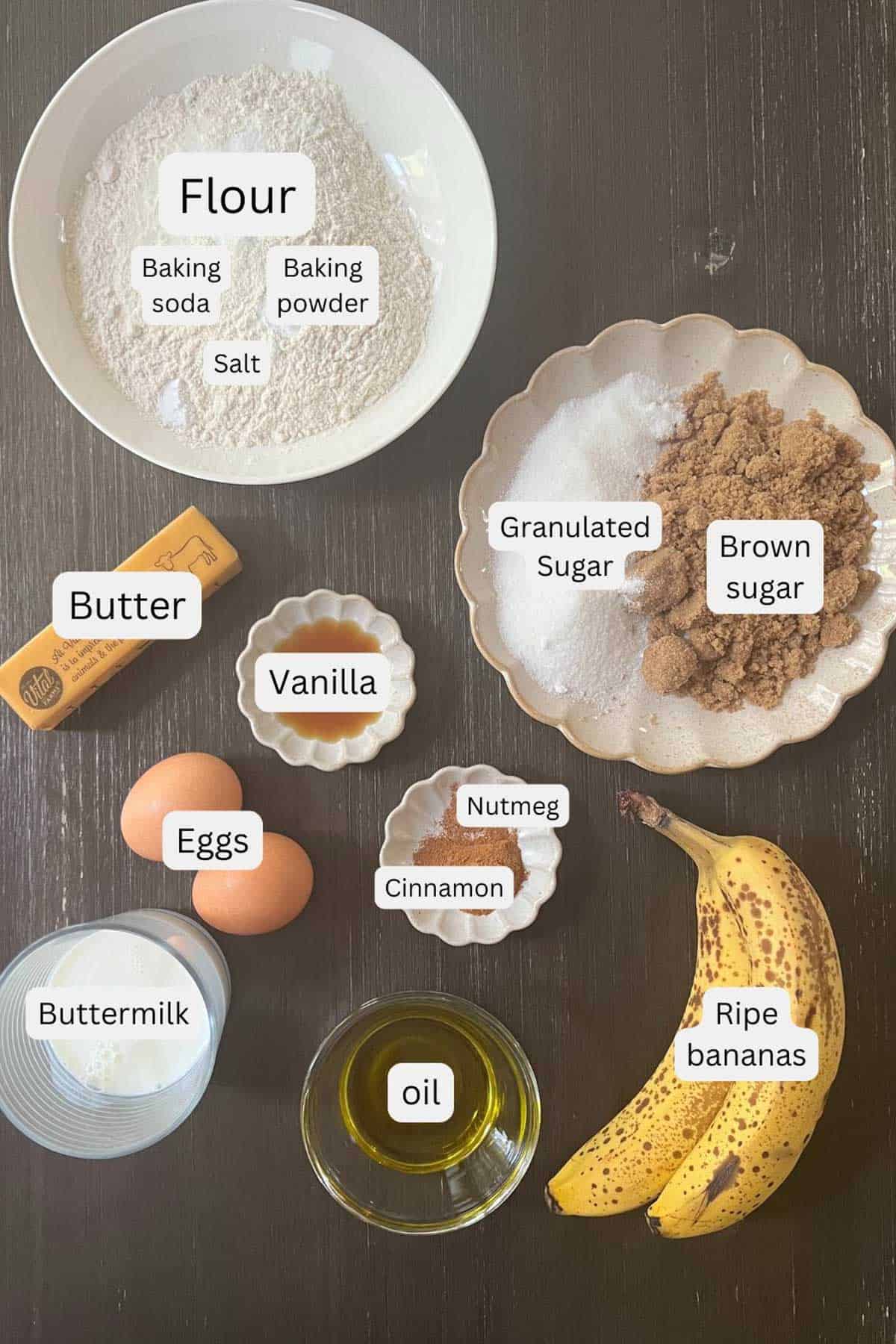ingredients for banana sheet cake