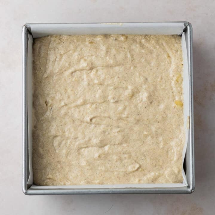 pour the batter into the prepared pan and bake
